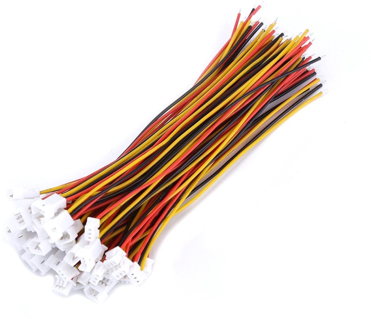 aladdien - Micro 1.25MM Connector - Herbruikbare Stekkers - Rood, Zwart, Geel - Voor Circuitborden - 20 Sets - Inclusief Draad