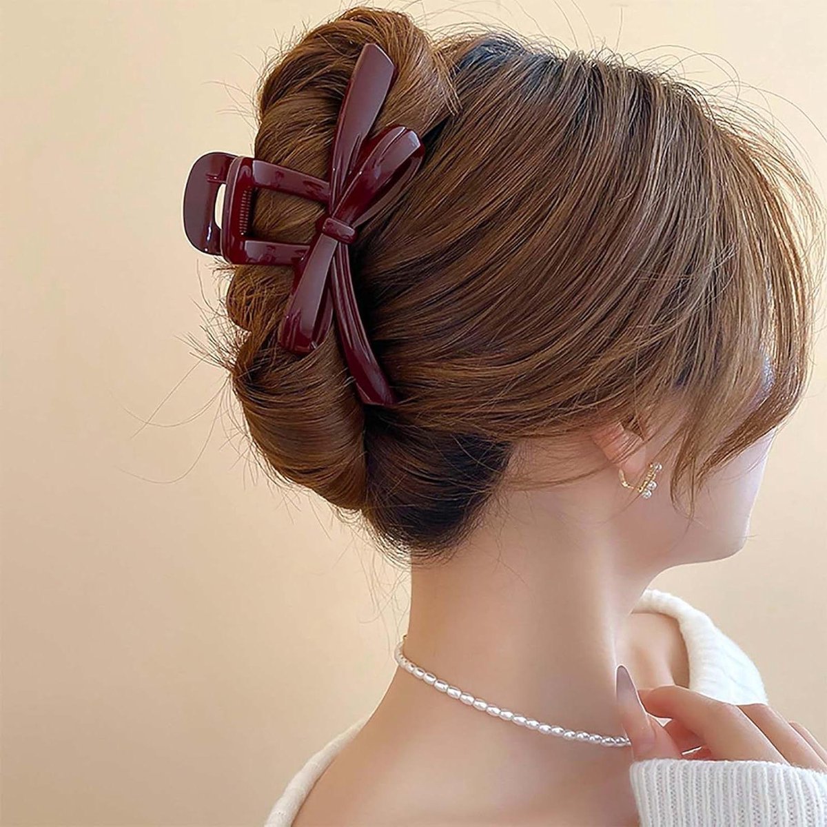 Haarclip Strik - Haarklem Groot - Haar Stylen - Voor Dik Haar - 13.6 x 8.5 cm - Rood