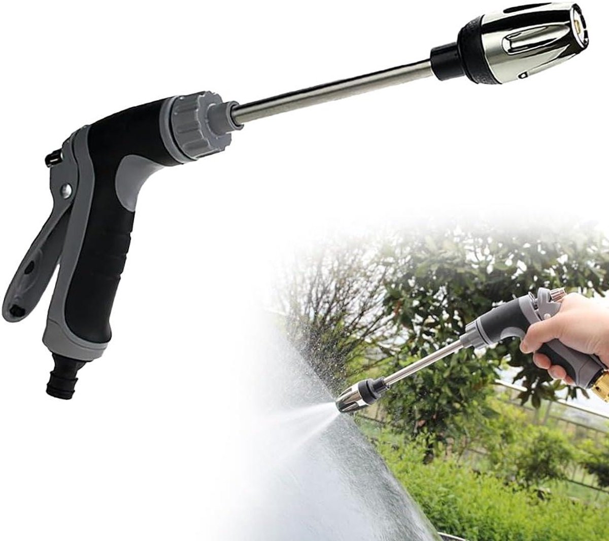 Hogedrukspuit - Tuinslang spuitpistool - Auto wassen - Instelbare waterdruk - 3 Liter - Zwart
