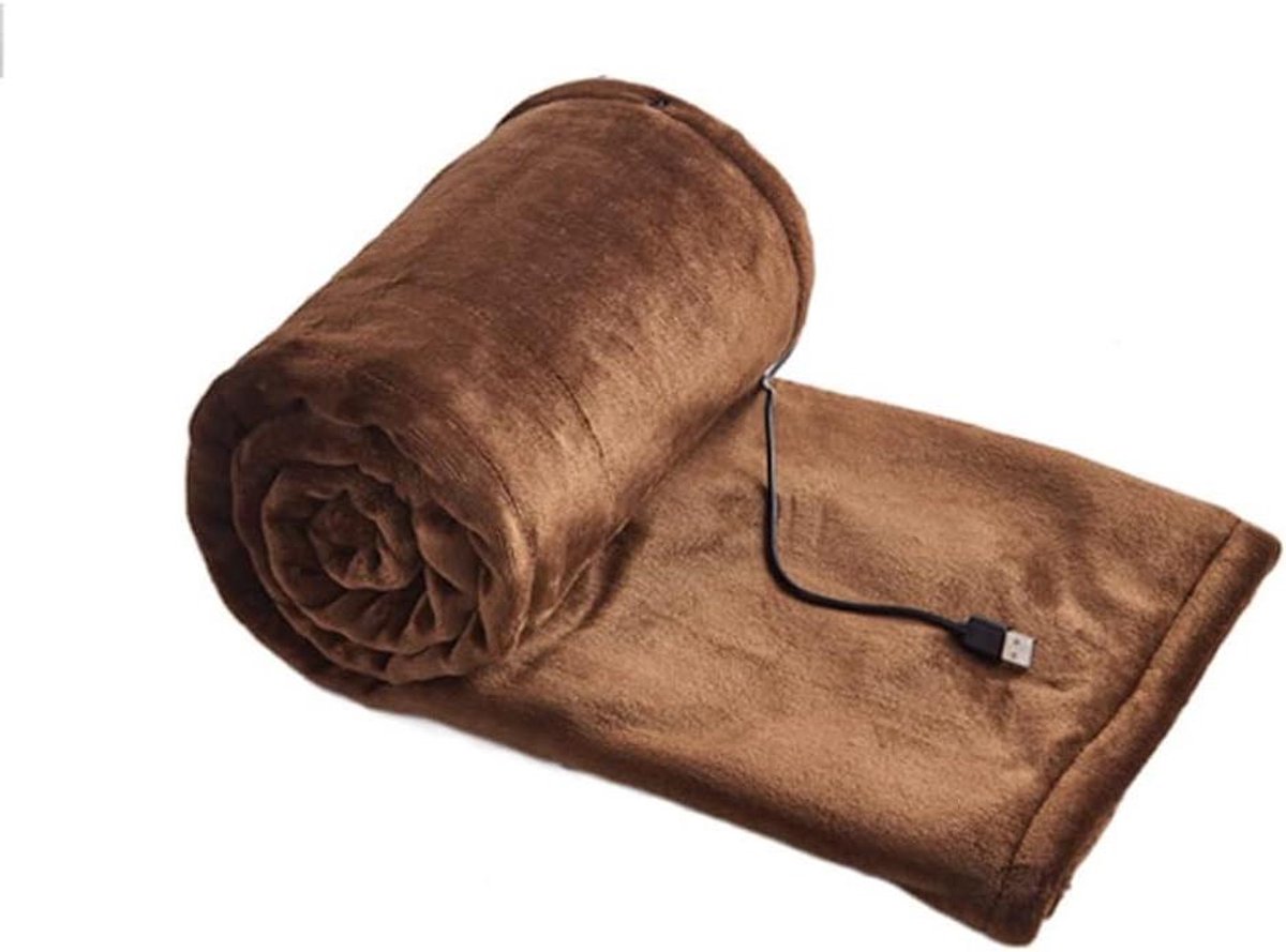 Elektrische Deken - Verwarmde Plaid - Warmte en Comfort - USB Snelle Verwarming - 100x80 cm - Bruin