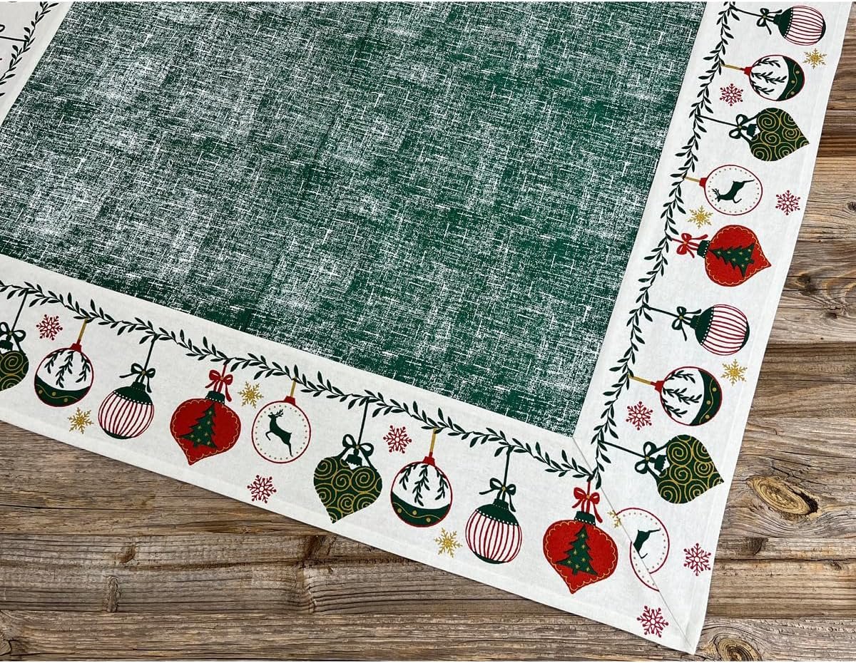 Tafelkleed - Kerstdecoratie - Feestelijk D // Diner - Kerstboomprint - 40x150 cm - Groen