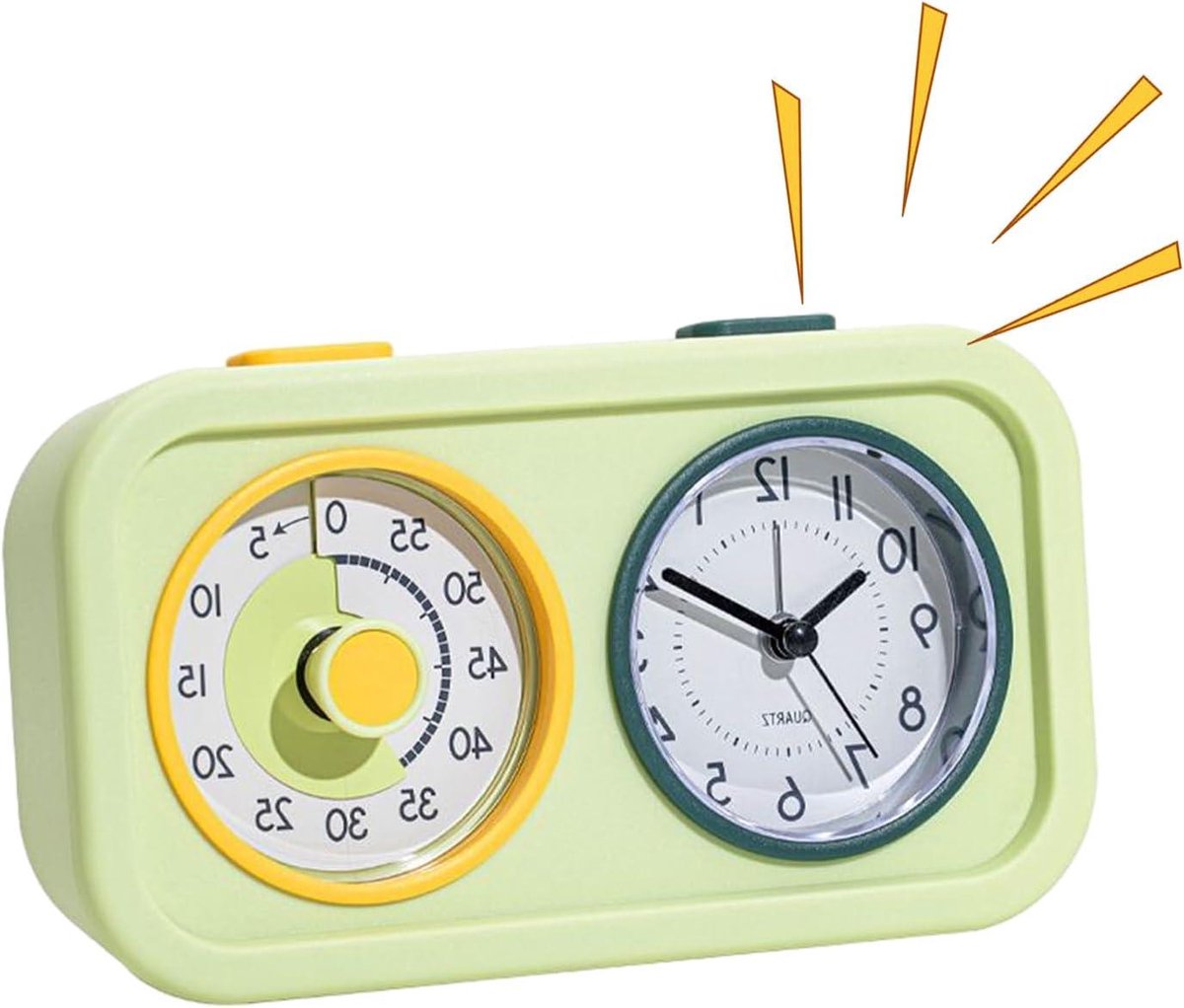 Visuele Timer - Aftelklok - Tijdbeheer - Stil met nachtlampje - 6x12x6 cm - Groen
