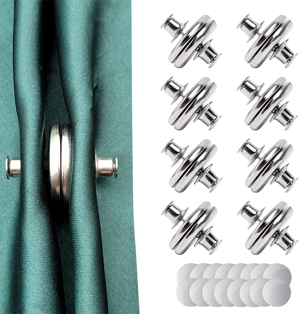 aladdien - magnetische gordijnhouders - gordijnaccessoires - zilver - magneet sluiting - ideaal voor kantoor en thuis - decoratie voor ramen