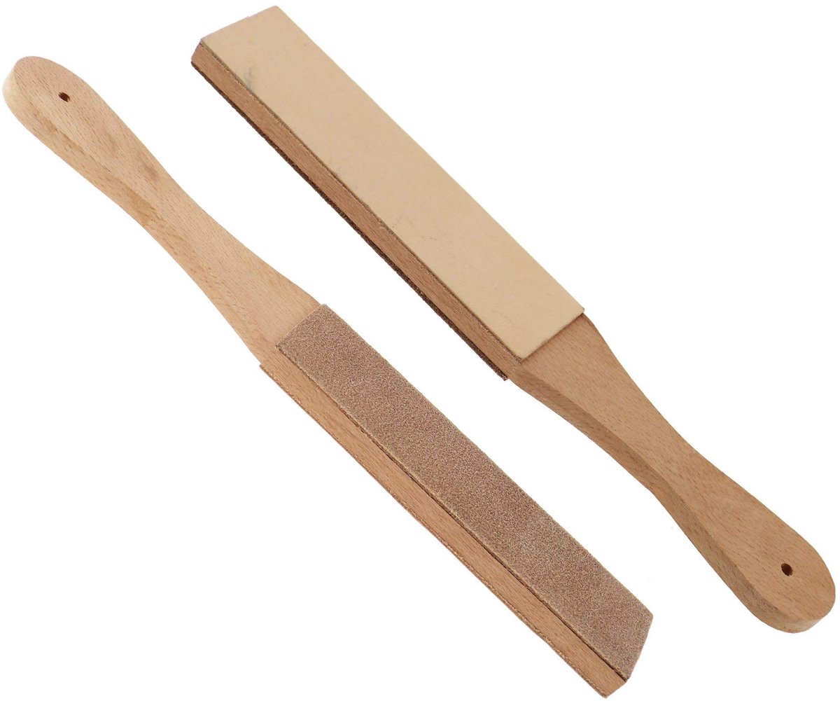 aladdien - Lederen Slijpen Strop - Scheermessen Accessoire - Houten Handvat - Polish Slijpen - Ruw Suède - Voor Professioneel Gebruik - 27,9 cm