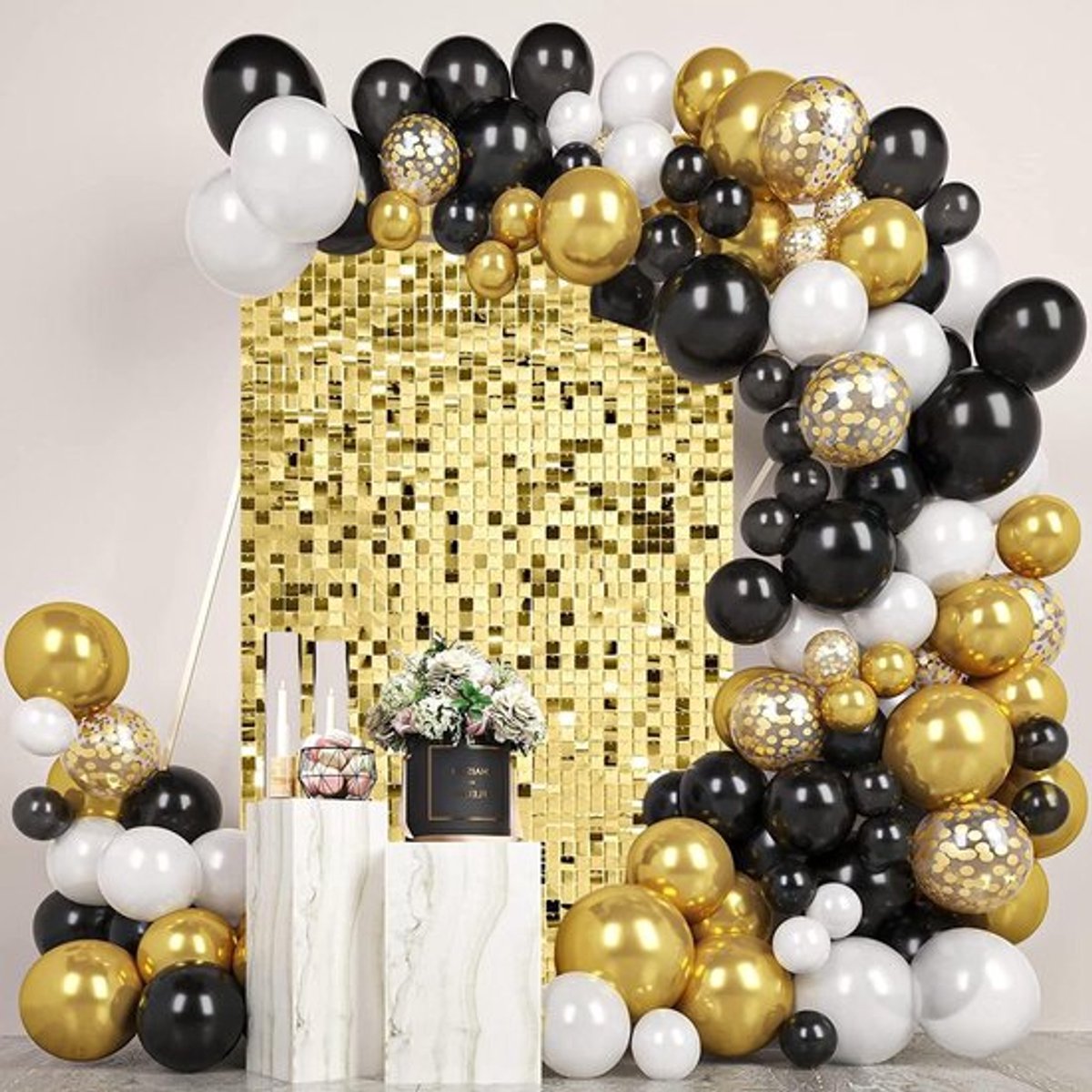 12 stuks licht gouden glinsterende muur achtergrond voor feestdecoratie