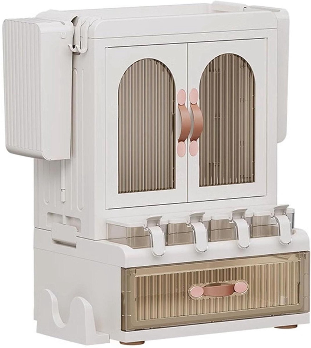 Kruidenrek Aanrecht - Keuken Organizer - Keuken Opbergen - Met Haken Lades - 36x28x52cm - Wit