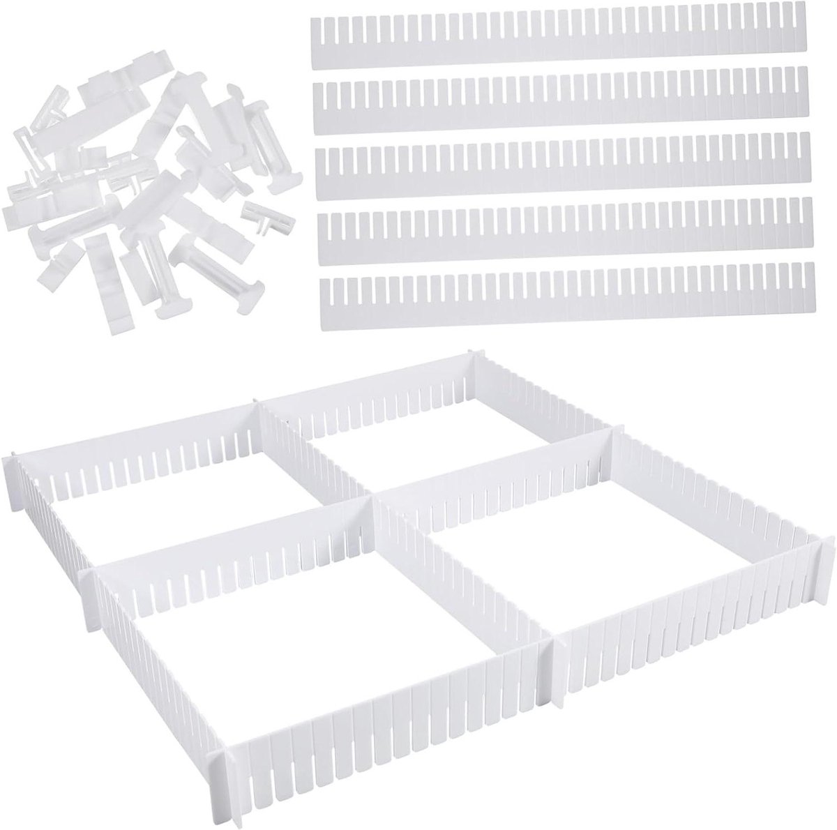 Ladeverdelers - Opbergbakjes - Thuisopslag organiseren - Vrije combinatie - 34 stuks - Wit