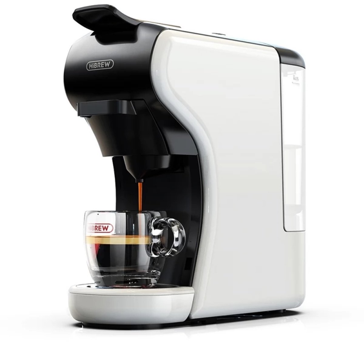 HiBREW H1A - Espressomachine - 4 in 1 - Multifunctioneel voor warm en koud - Kapsulekoffiezetapparaat - Voor Nespresso, Dolce Gusto, ESE & gemalen koffie - Wit