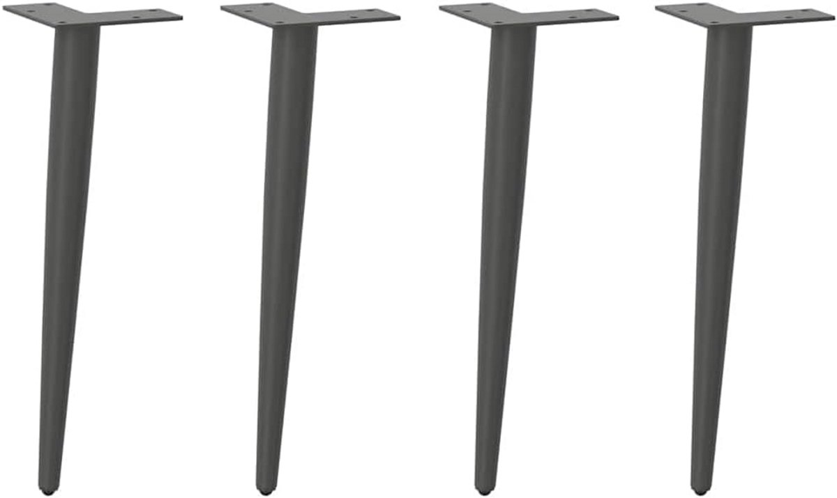 Set van 4 Salontafelpoten Conisch Staal Antraciet Hoogte 42-43 cm