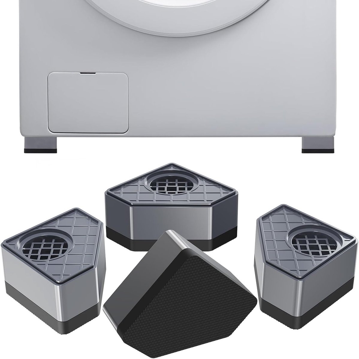Anti-vibratievoetjes voor wasmachine en droger, rubberen blokken voor geluidsreductie en antislip, 9 x 9 x 4,5 cm, trillingsdemping en stabiliteit