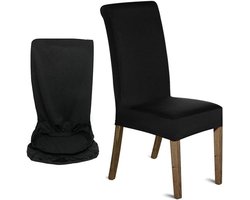 Trimming Shop Dining Chair Slipcovers Set of 4,Spandex Stretch Removable Washable Chair Protector Cover for Home Hotel Kitchen Restaurant Banquet Ceremony Dining Room, Solid Black