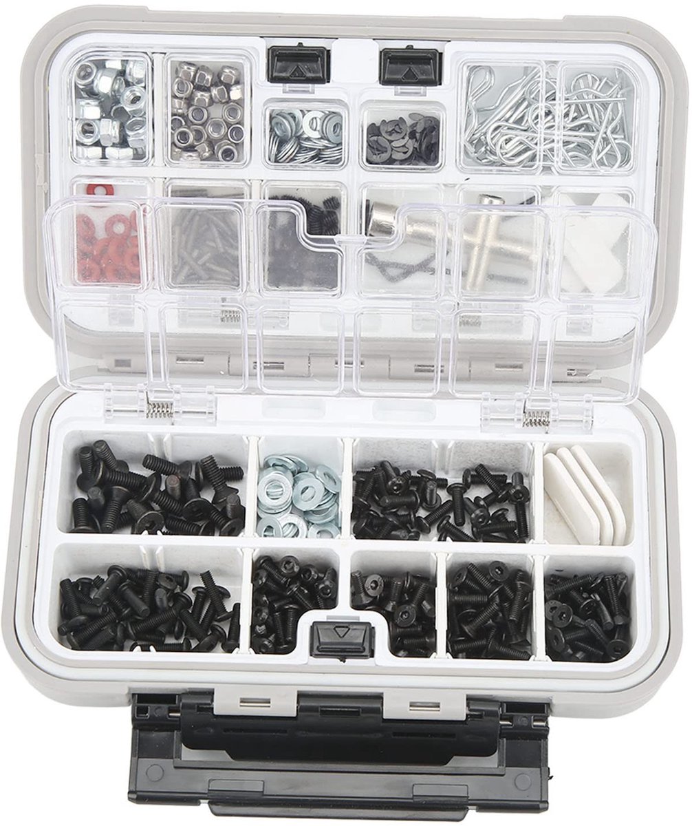 aladdien - RC Schroeven Set - Assortiment schroeven - Gepartitioneerde opslag - Grijze doos - Voor modelauto's - Diverse maten - Handig voor hobbyiste