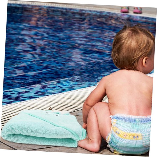 Kinder Poncho - Badjas Handdoek - Na het zwemmen - Zacht Koraalvlies - 90 x 90 cm - Cyaan van Kinder — afbeelding 5