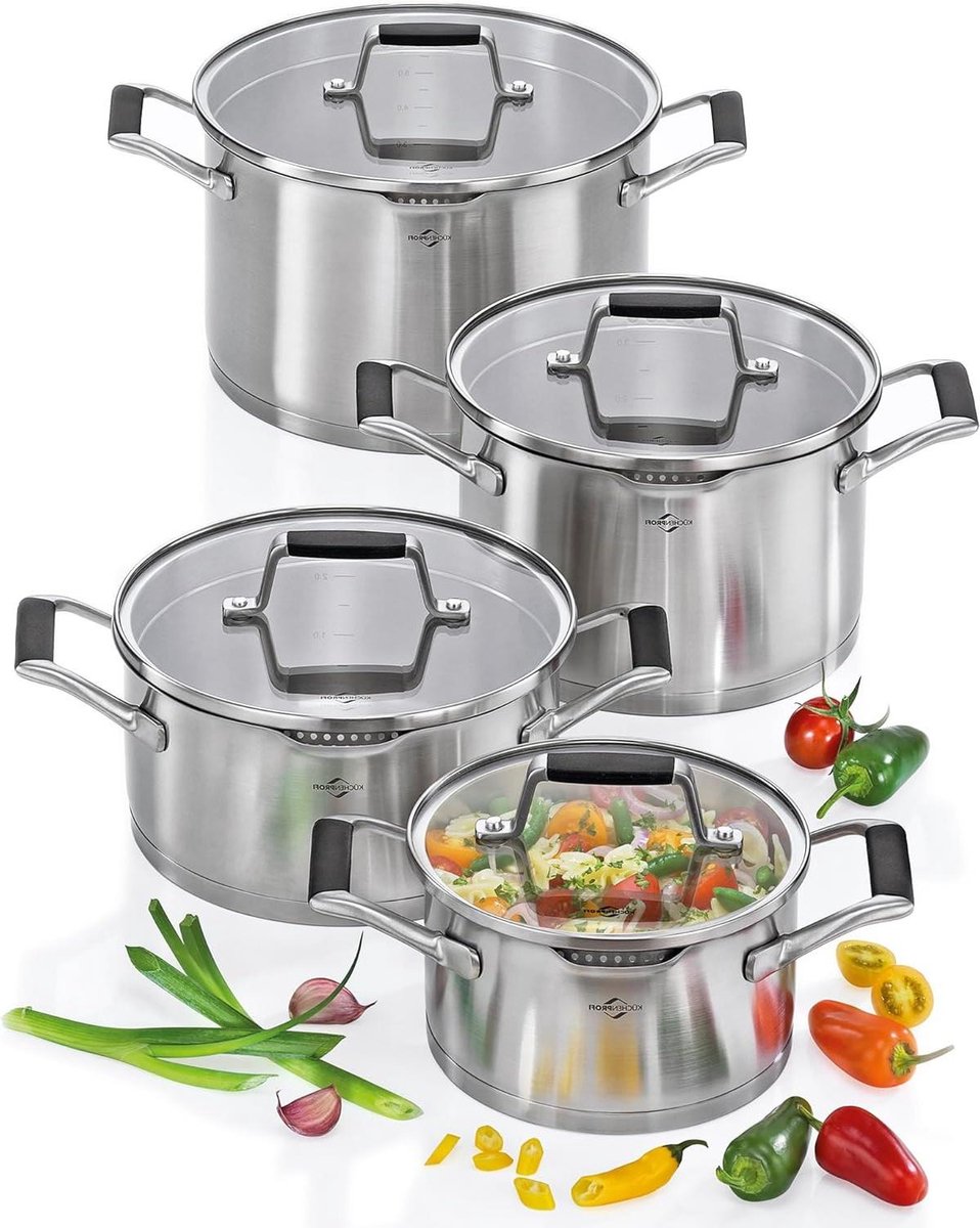 Kookgerei Set - Pannen Set - Dagelijks Koken - Geïntegreerde Zeef - 4 Delig - RVS