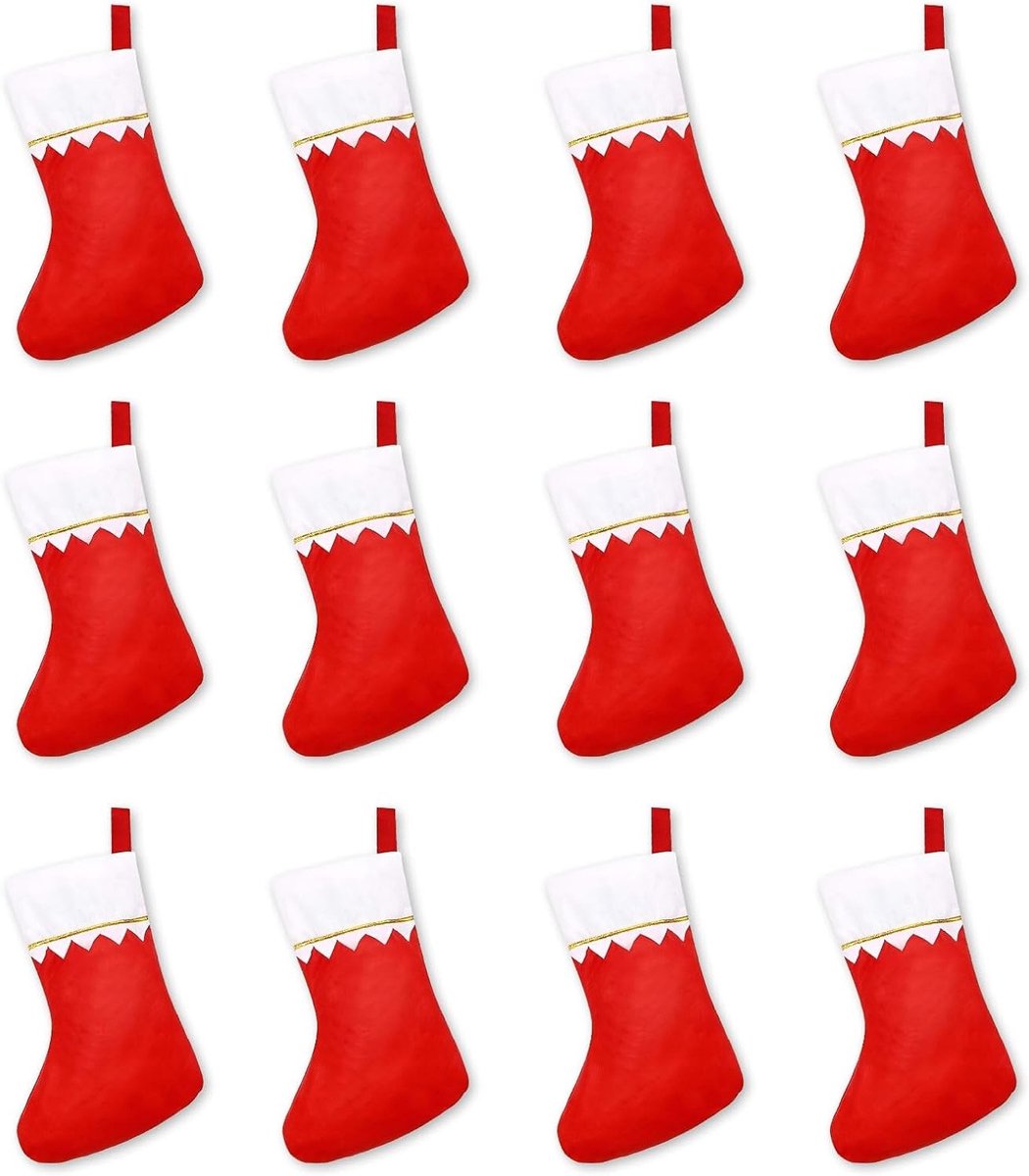 Gepersonaliseerde Kerstkousen, 12 Stuks, Grote Rode Santa Kousen voor Vulling, Perfect voor Cadeaus en Decoratie