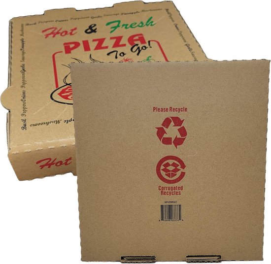 50 Pack Pizza Box 4 Kleur Print "Hot & Fresh" Pizza Bruin Kleur (12" x 12") — afbeelding 3