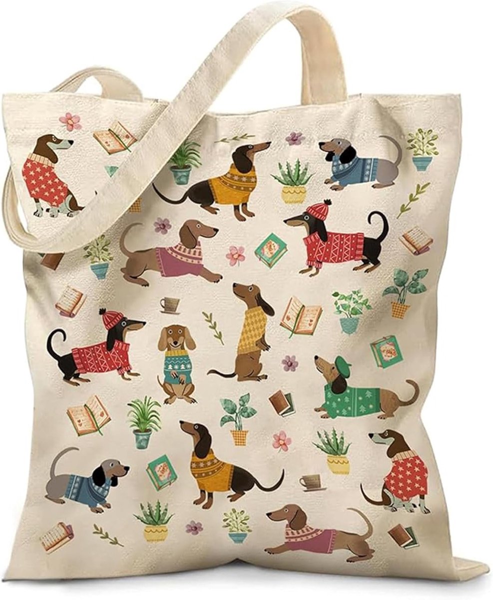 Schattige Dachshund Tas - Aesthetic Tote Bag voor Vrouwen, Perfect Cadeau voor Moeders en Vriendinnen, Dierenliefhebbers