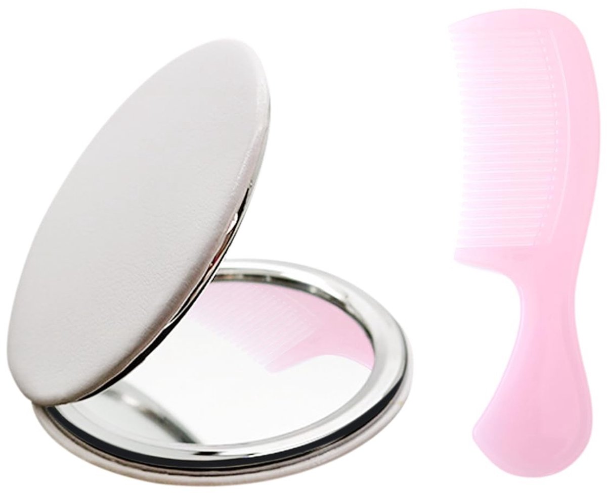 Vt products - Tablet-microscopisch - Make-upspiegel - Compact en handig - Wit - Stijltang - Perfect voor onderweg - Inclusief kam - Roze