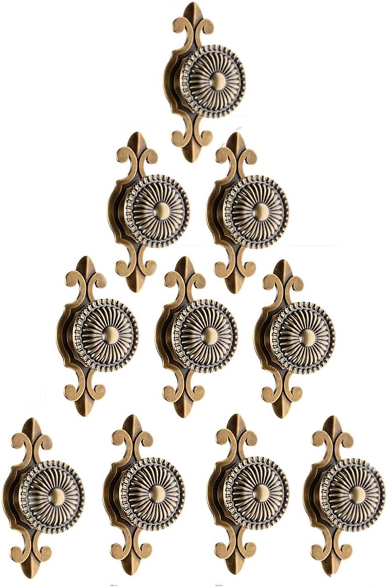 Ladeknoppen Set - Zinklegering Trekgrepen Antiek Messing - 10 Stuks - Duurzame Meubelhandvatten - Voor Keuken Kast Kledingkast - Rond Design