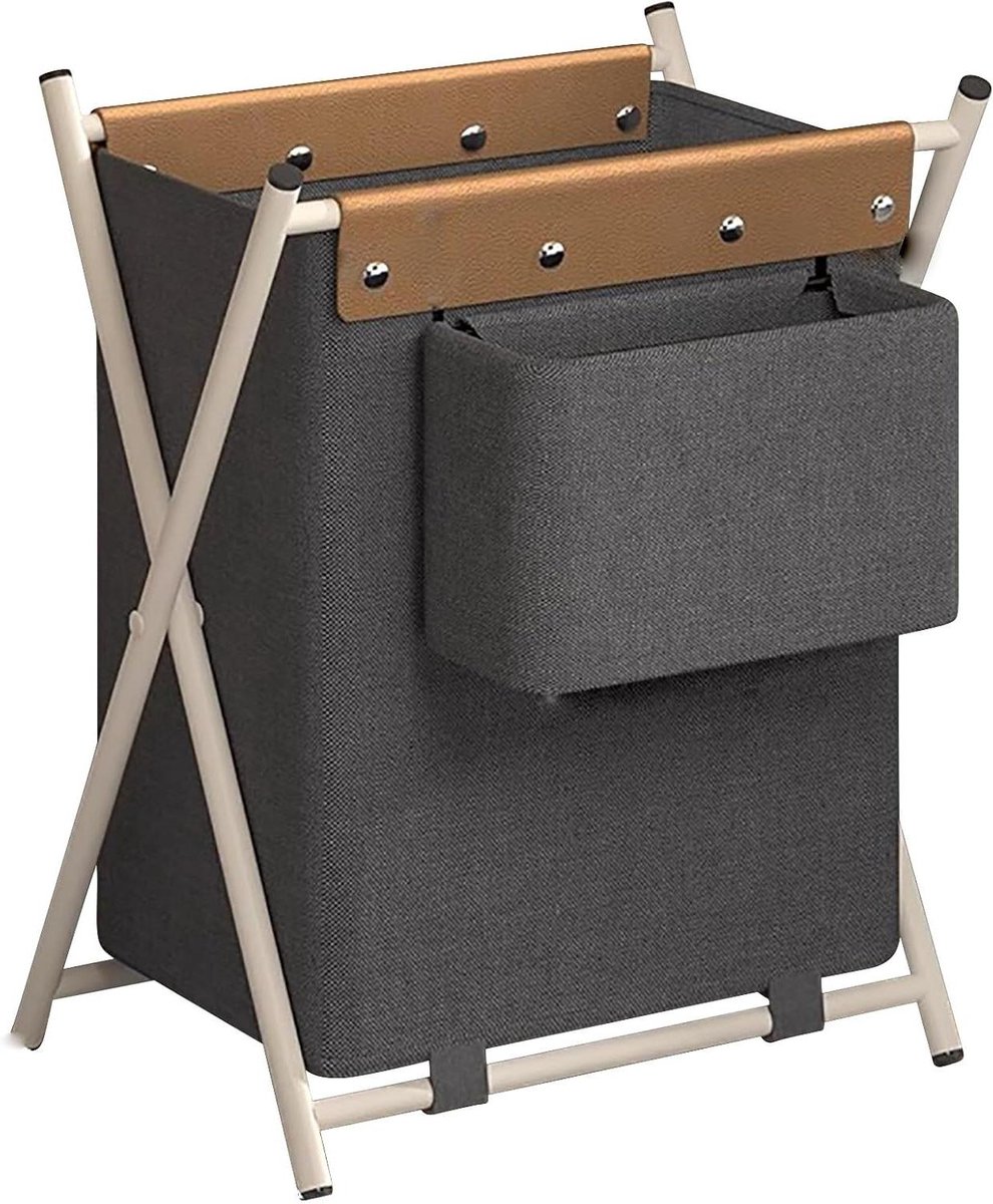 Wasmand Opvouwbaar Kledingmand Groot Kleding Sorteren Stabiel X-Frame Grote Capaciteit Zwart