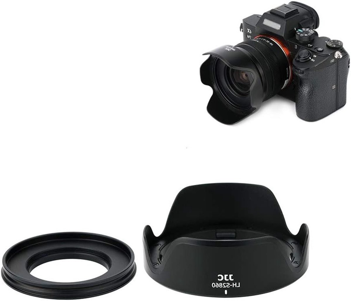 Reversible Lens Hood voor 28-60mm en 16-50mm Lenzen, Geschikt voor ZV-E1, A7C, A6000 - 40.5mm Adapter Ring, Bescherming tegen Zonlicht en Reflecties
