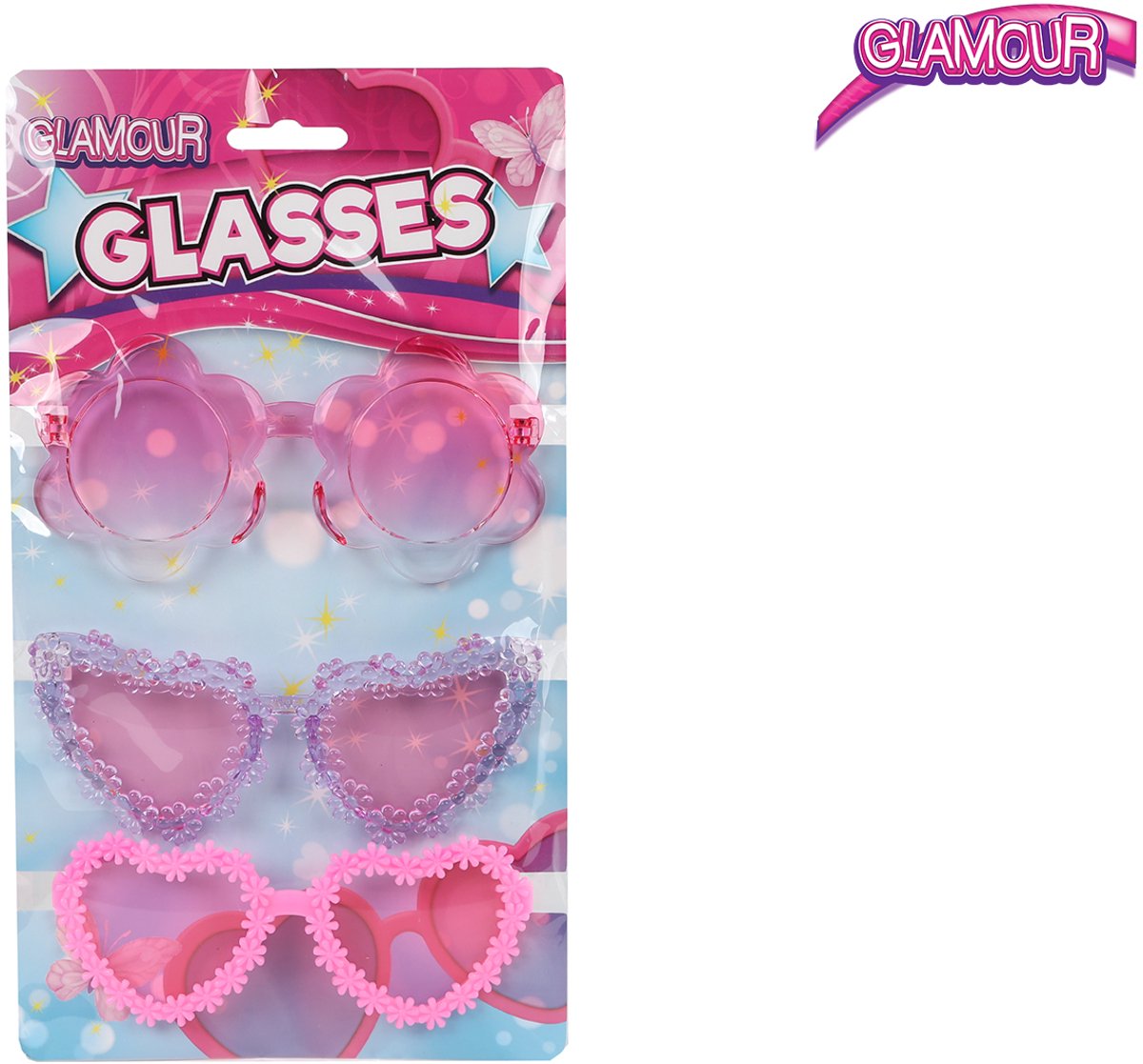 Van Manen glamour speelgoedbrillen set voor meisjes - 3 stuks.