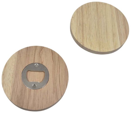 Playwood houten flessenopener rond 9,5cm keukenaccessoire.