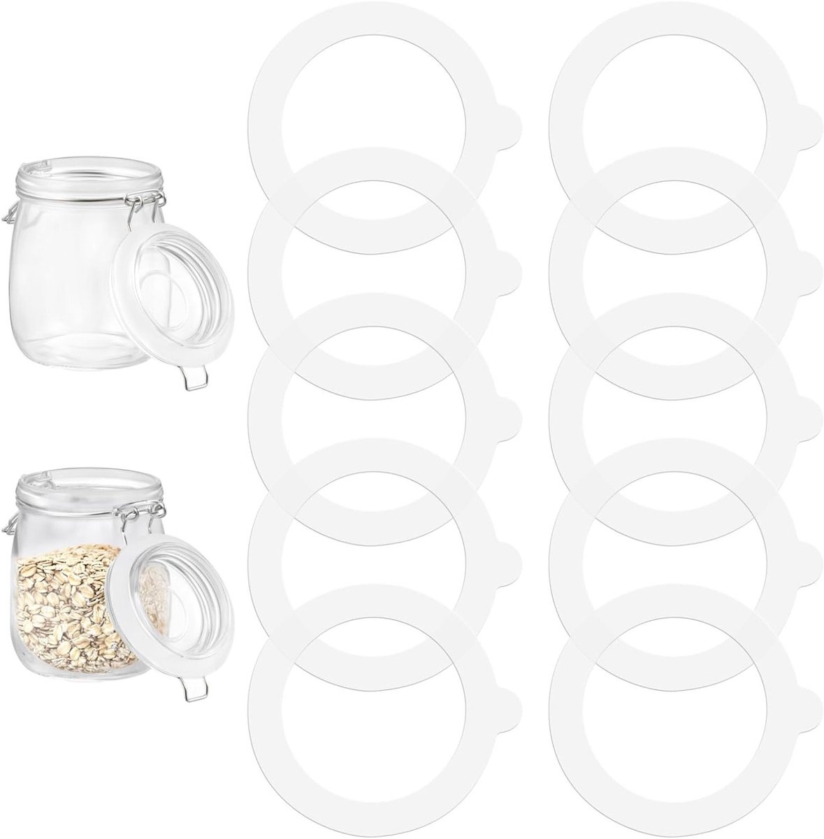 Set van 10 Herbruikbare Siliconen Dichtingen voor Inmaakpotten - Lekvrije Rubberringen van 95 x 70 mm voor Glazen Deksel en Bewaring