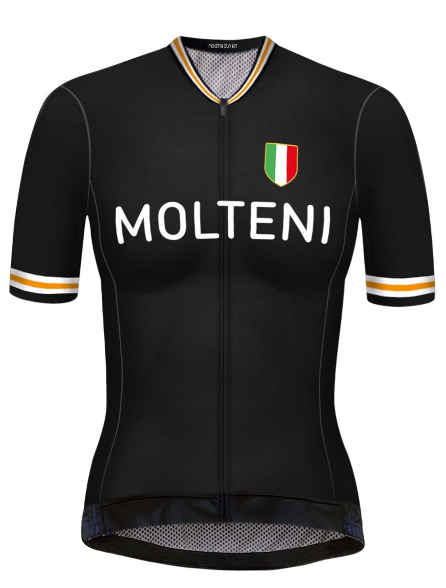 Retro Dames Wielershirt Molteni Zwart - Gruppo Sportivo - M