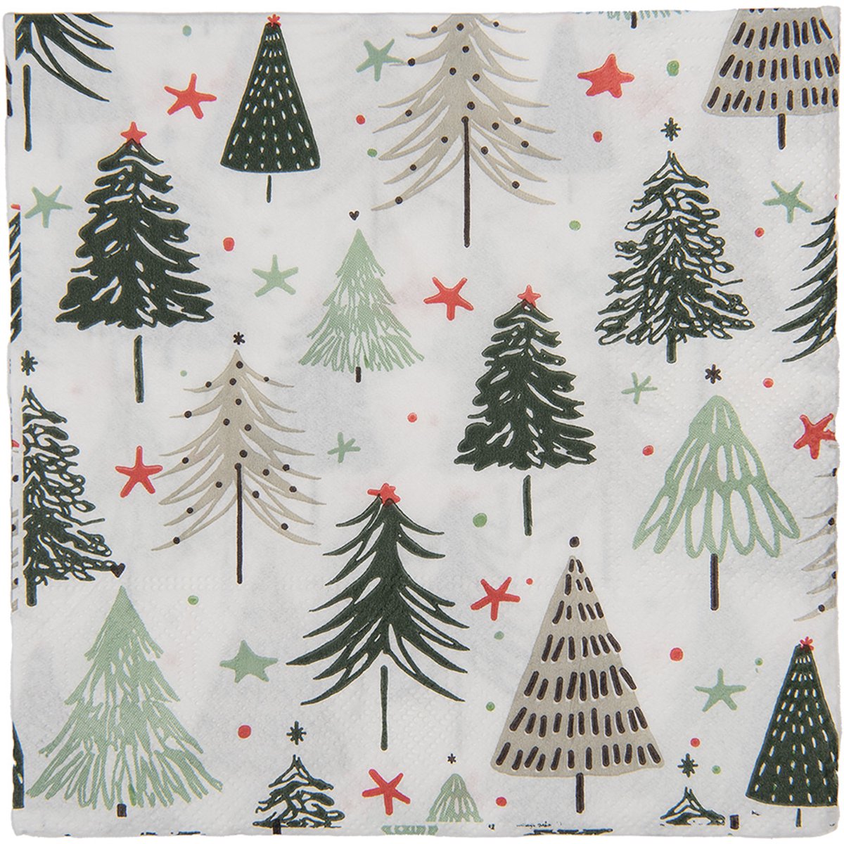 Clayre & Eef Servetten Papier Set van 20 33x33 cm Wit Papier