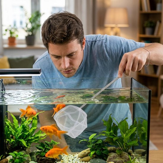 2 Stuks Schepnet voor Aquarium, Klein Vissennet met Uittrekbare Handgreep, Ideaal voor Garnalen en Reinigen van Aquariums van Merkloos — afbeelding 5