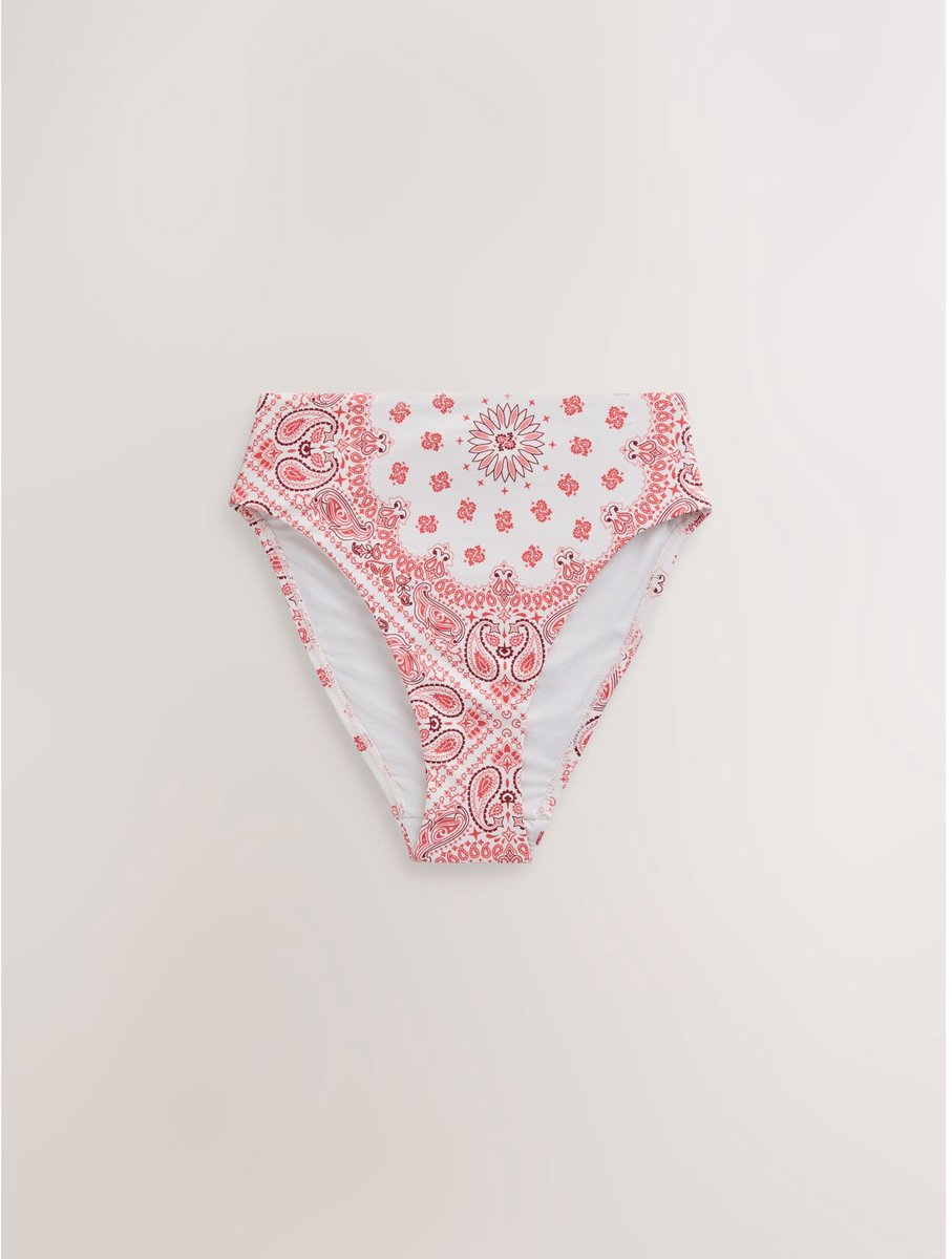 Next Dames - Bikinislip met hoge taille en riem - Crème Cream/Pink Paisley