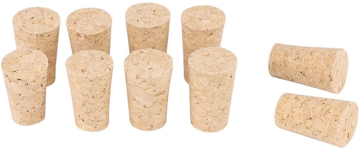 aladdien - Houten Kurk - Taps Toelopend - Natuurlijke Vervanging - 20x15x35mm - Wijnstopper - Geschikt voor Flessen - 10 Stuks