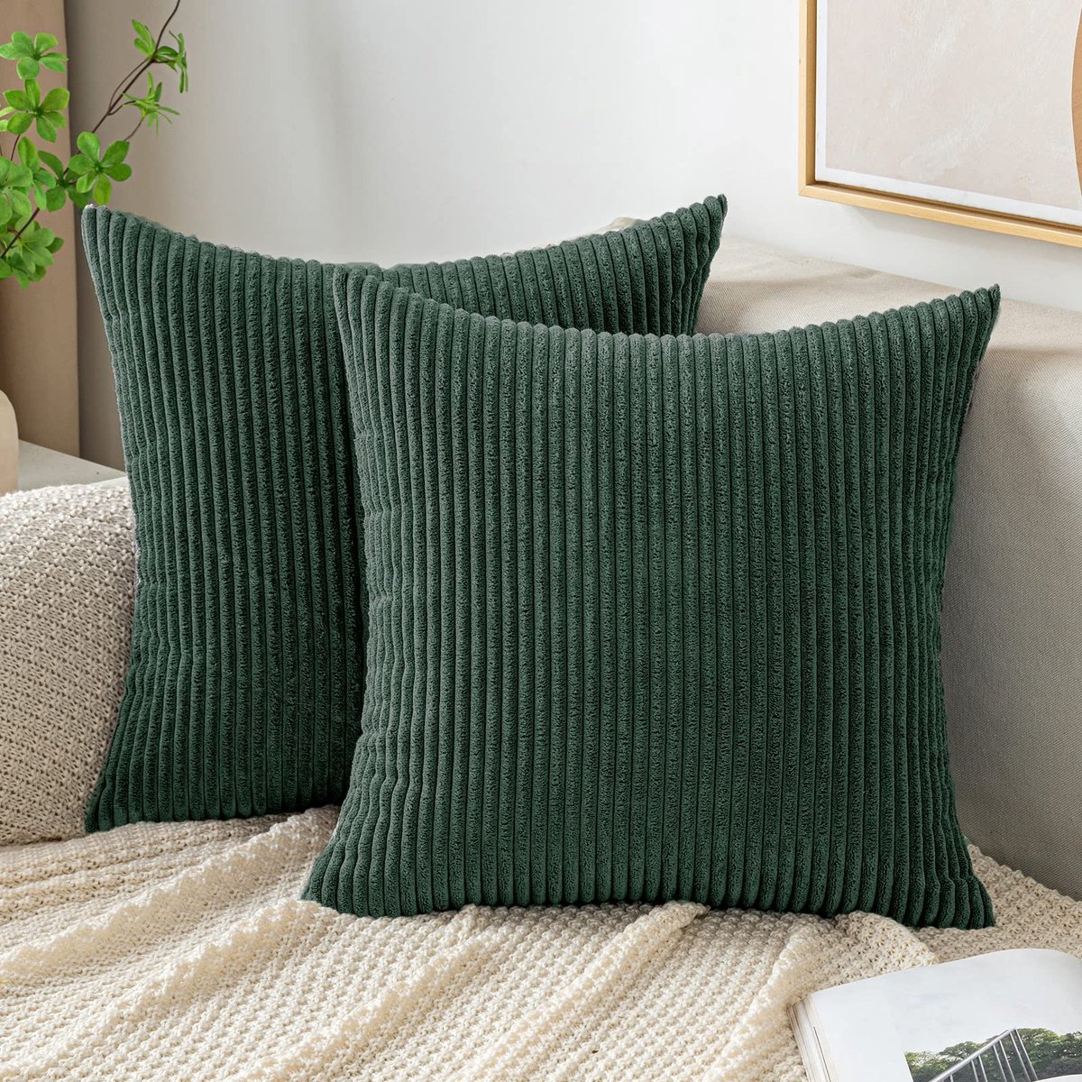 aladdien - Kussensloop - Corduroy - Elegant ontwerp - Donkergroen - Decoratieve kussensloop - Geschikt voor woonkamer en slaapkamer