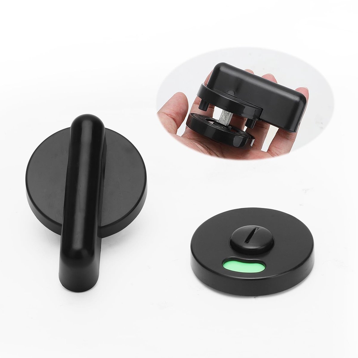 aladdien - Toilet Lock - Privacy Lock - Rotating Knop - Zwart - Deurvergrendeling - Geschikt voor Badkamer - WC Slot