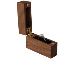 Golden crown - Houten ringbox - Unieke trouwring box - Klein formaat - Bruin - Handgemaakt - Perfect voor speciale momenten - Geschikt voor ringen
