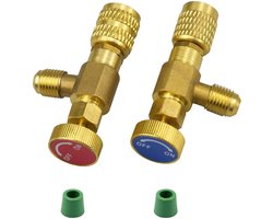 Store_8 - Air Conditioning Flow Control Valve - Veiligheidsventiel - 2 stuks - Hoogwaardige Messing - Koelmiddeladapter - Geschikt voor Airconditio...
