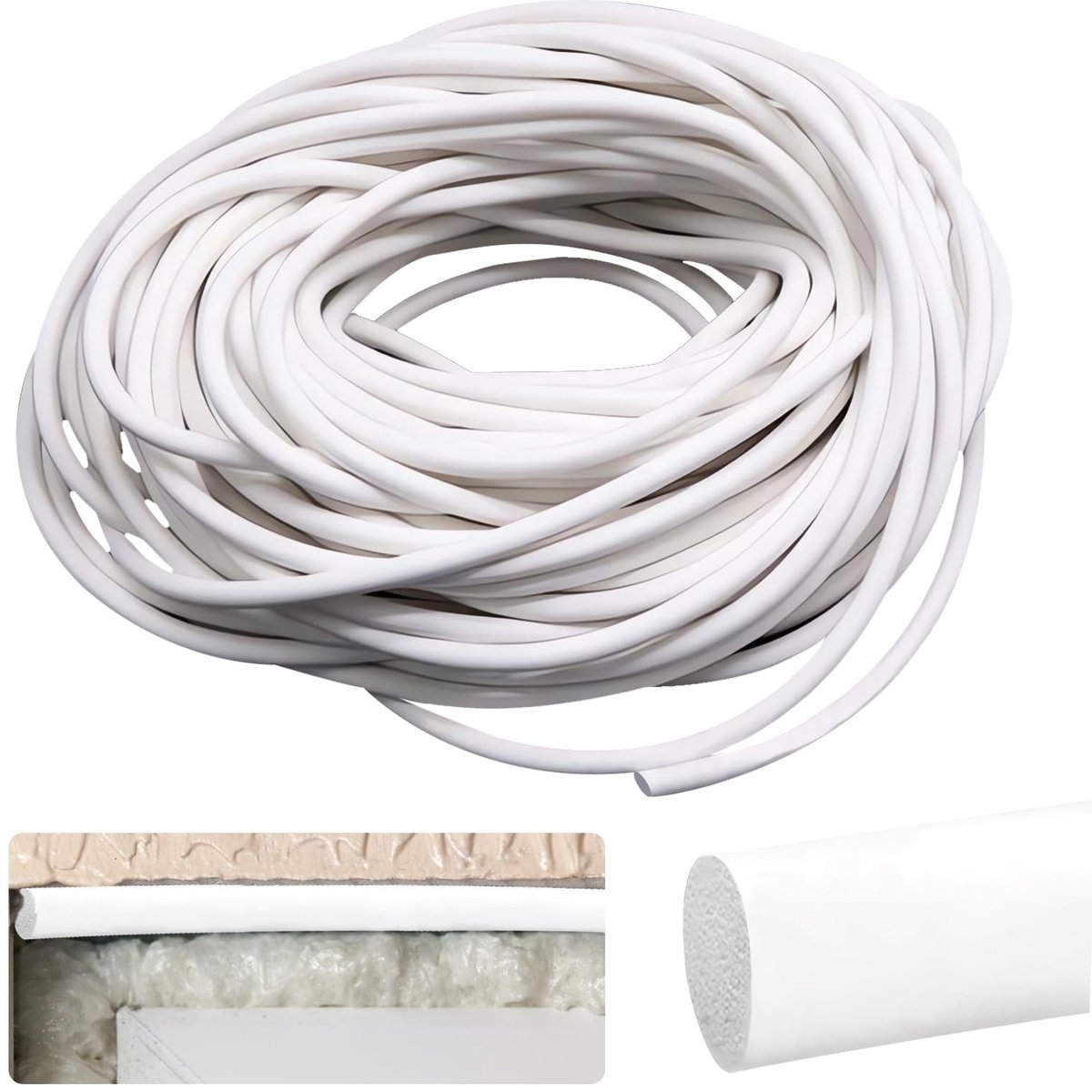 aladdien - Silicone Foam Sealing Strip - 10 m - Flexibele en zachte afdichting - Wit - Joints en crevices vullen - Ideaal voor binnen en buiten