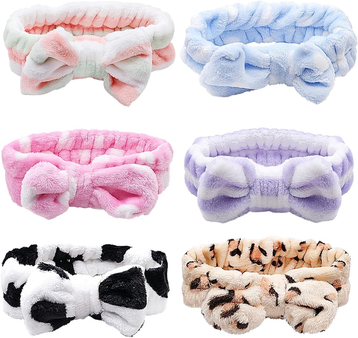 Set van 6 Elastische Hoofdbanden voor Make-up, Huidverzorging, Sport en Yoga - Ideaal voor Douche en Schoonheidsroutine