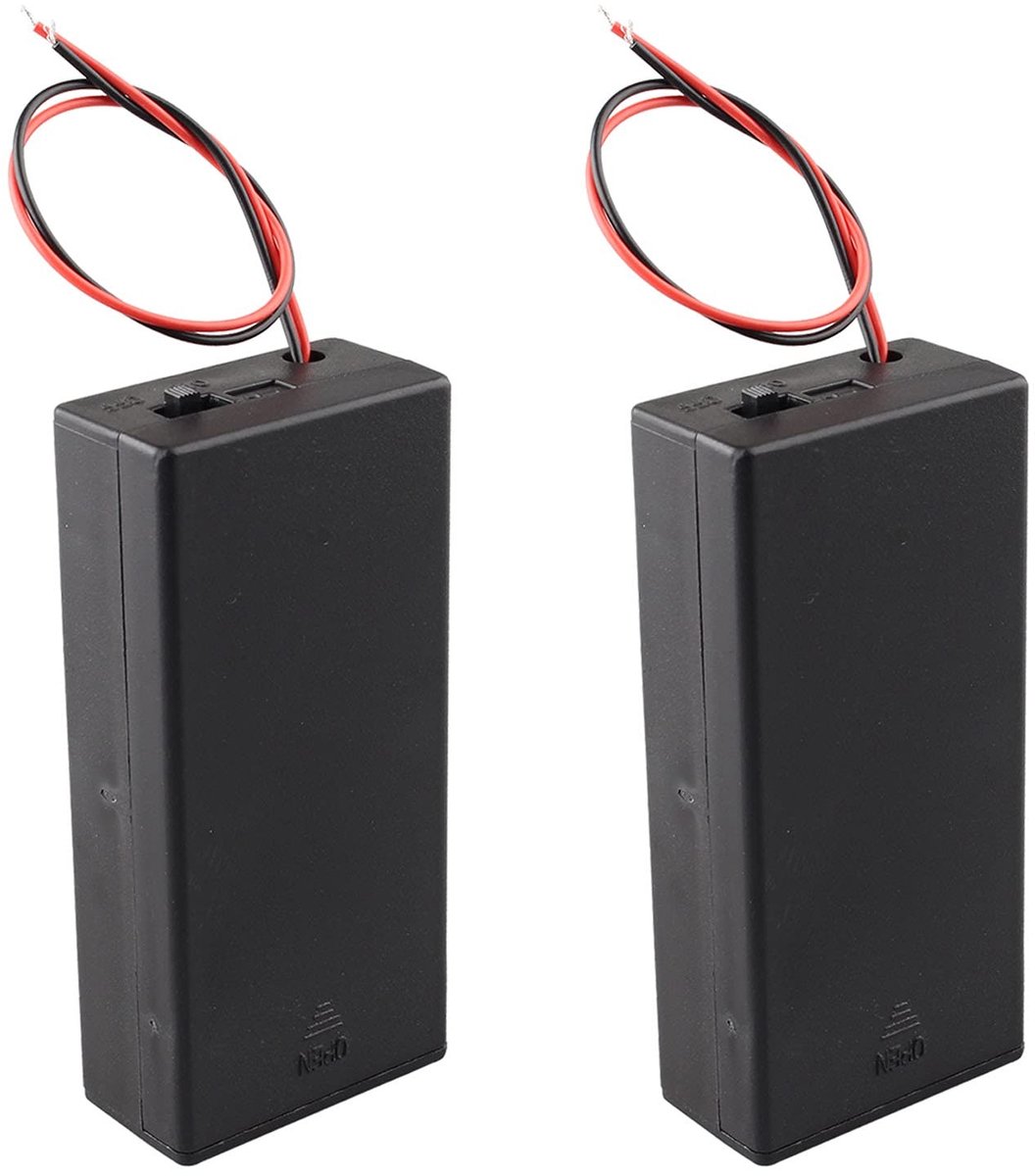 Allecto - 18650 Batterijhouder - 2x Batterijopslag met Deksel - Plastic - Batterijhouder met Schakelaar - Geschikt voor 18650 batterijen - Model m