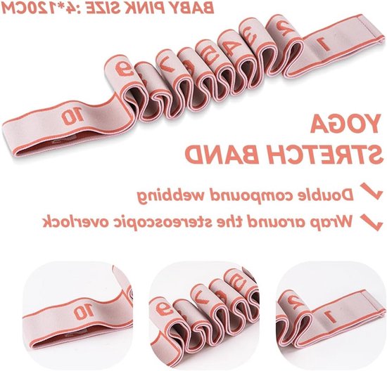 Verstelbare Yoga Stretching Band met 10 Lussen, Ideaal voor Pilates, Dans en Gymnastiek Oefeningen — afbeelding 5