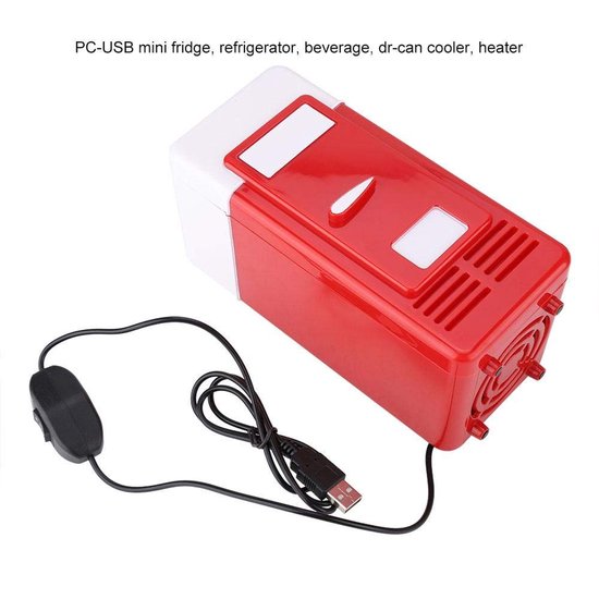 Shopcentral - Mini Koelkast - USB Fridge - Compact en Draagbaar - Rood - Koeler en Verwarmer - Ideaal voor Thuis en Kantoor - Mini Koelbox van Shopcentral — afbeelding 3
