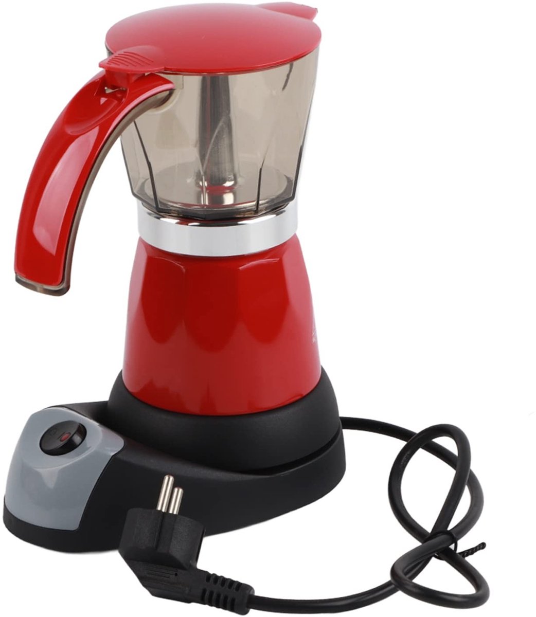 Zerodis 300ML Elektrische Mocha Pot - 480W Espressomachine met Verwijderbare Basis (Rood)