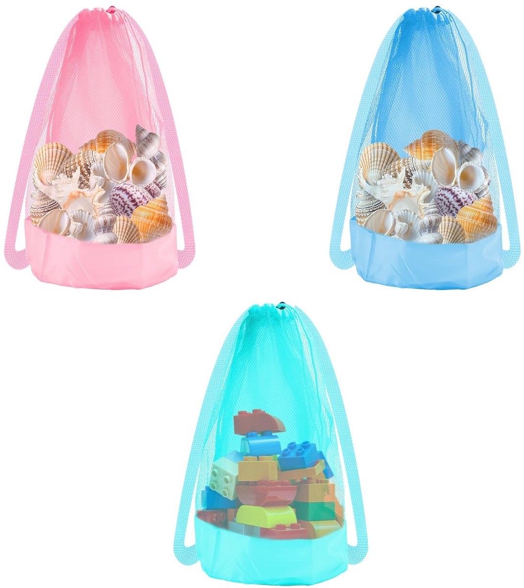 aladdien - Strand Speelgoed Tas Set - Grote Capaciteit - Handige Netzakken - Trekkoord - Speelgoed - Strandaccessoires - Geschikt voor Kinderen - Groo