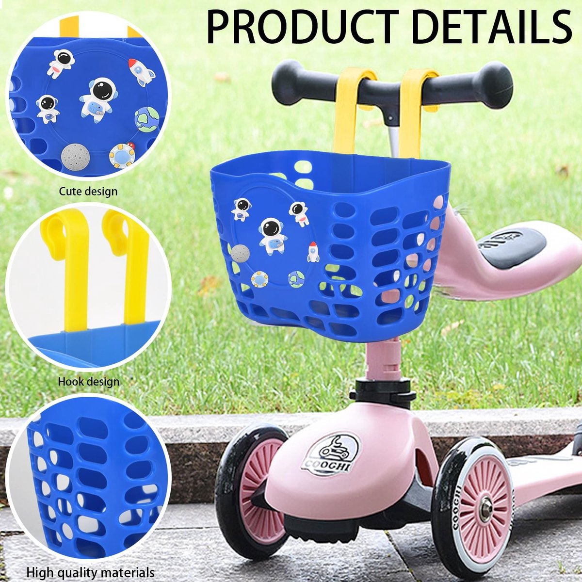 NTHProducts - Kinderfietsmand - Fietsaccessoires - Afneembaar en Waterdicht - Blauw - Robuuste Fietsmand - Geschikt voor Jongens en Meisjes - 20 x 15 x...
