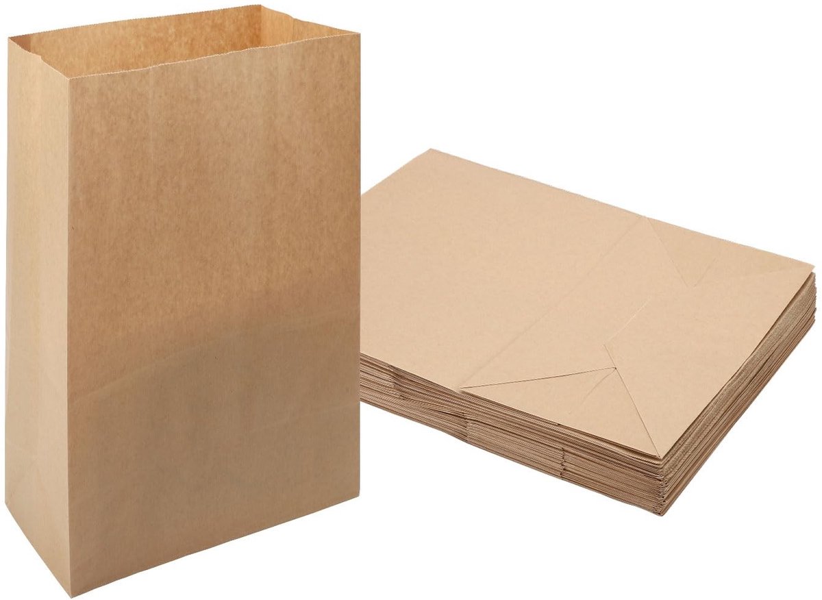 Allecto - Kraft Papieren Tas - Sterk en Duurzaam - Ideaal voor Cadeaus - Bruin - 60 Stuks - Perfect voor Voedsel - Geschikt voor Verschillende Ge
