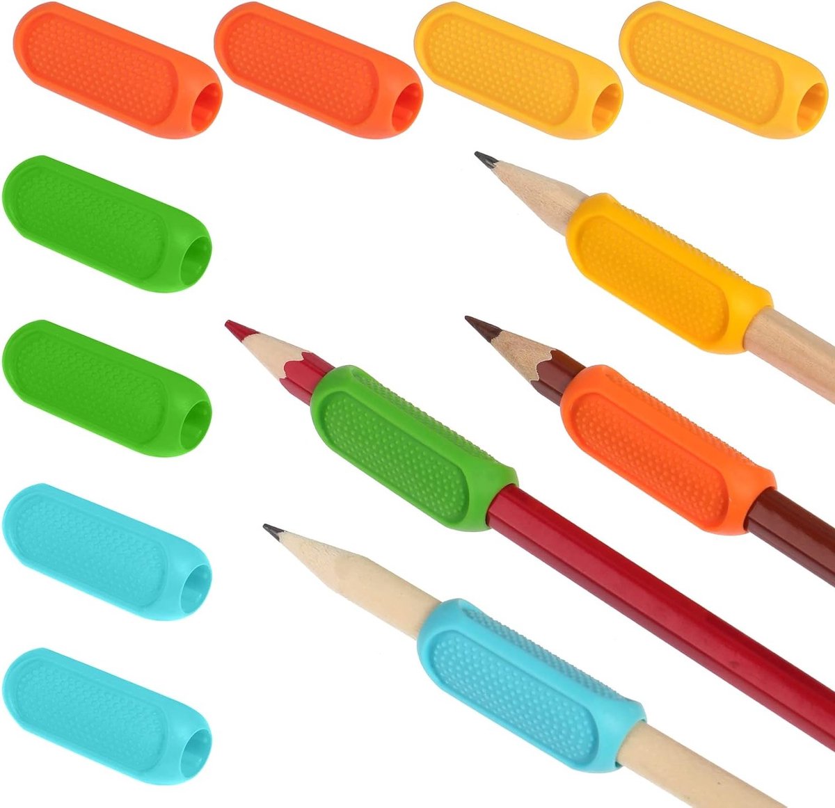 Ergonomische Siliconen Potloodgrepen, 8 Stuks, Schrijfhulp voor Kinderen en Studenten, Verbeter Grip en Comfort