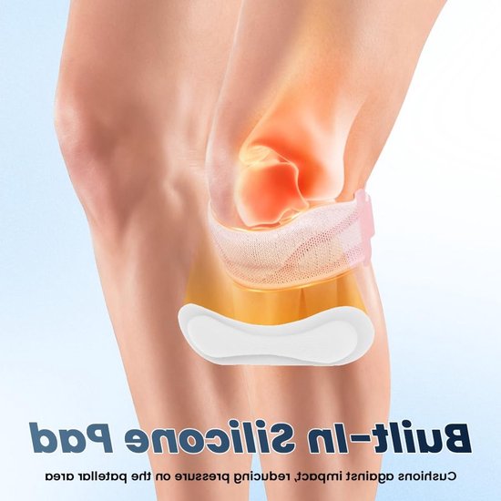 Verstelbare Kniebandage met Siliconen Kussen voor Sport, Fitness, Wandelen en Basketbal - Roze 1 Stuk — afbeelding 4
