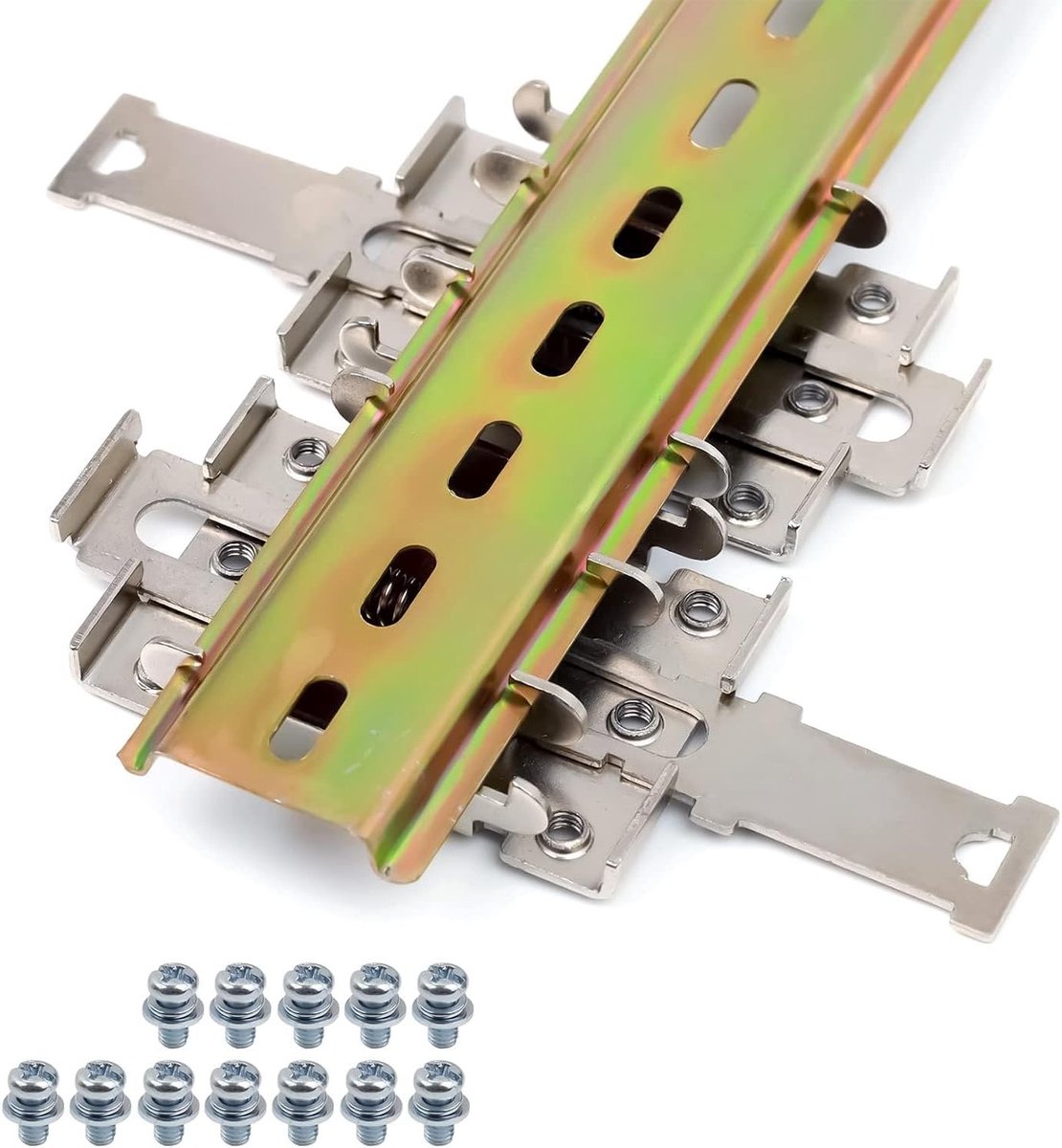 Top-hat rail adapter met 12 schroeven, 200 × 35 mm DIN rail - Voor het monteren van printplaten en elektronische componenten, stevige bevestiging en veelzijdig gebruik