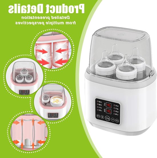 Allecto - Babyflesverwarmer - Sterilisator 8-in-1 - Snelle en Veiligste Verwarmer - Met LCD Scherm - BPA-vrij - Voor Babyflessen en Flessen - Gesch.. van Allecto — afbeelding 4